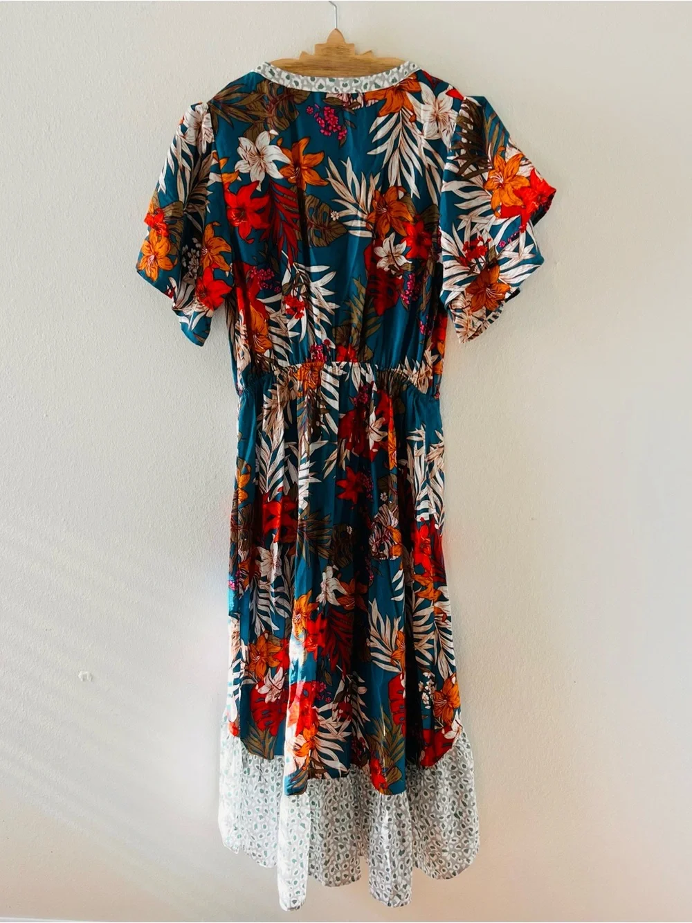 GiGiO USA Boho Tropical Floral High Low Dress Tassel Tie Medium